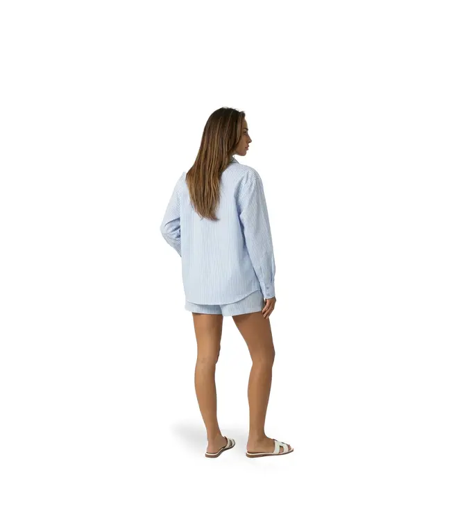 Malelions Women Patch Logo Striped Shorts Vista Blue