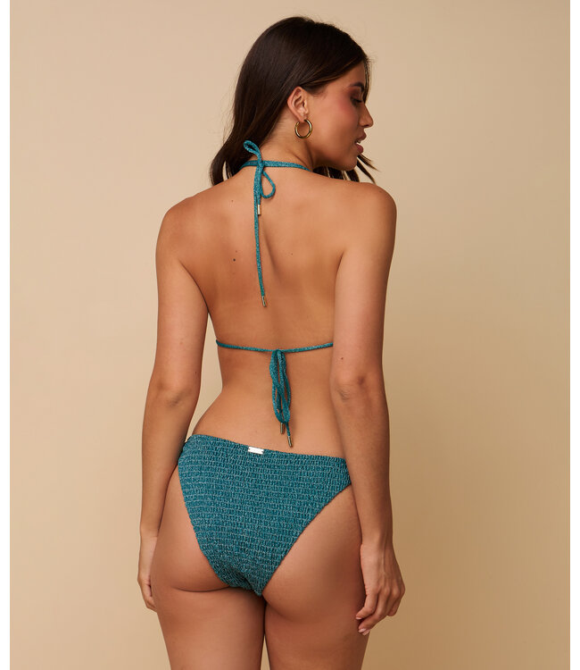 HEYB Bikini Bottom Cailey Smocked Shiny Aqua