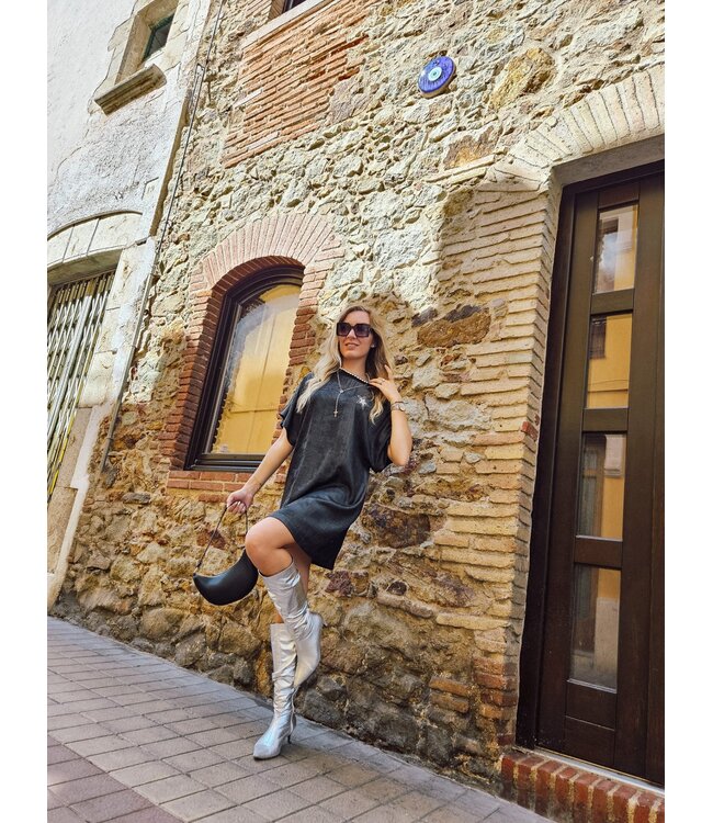 Zoen T-shirt Dress Hazel Black