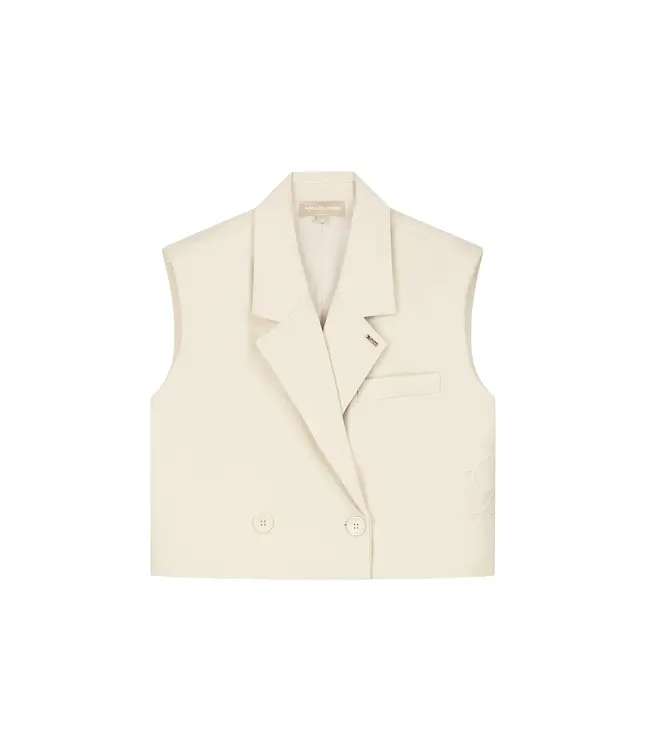 Malelions Women Cropped Emblem Gilet Beige