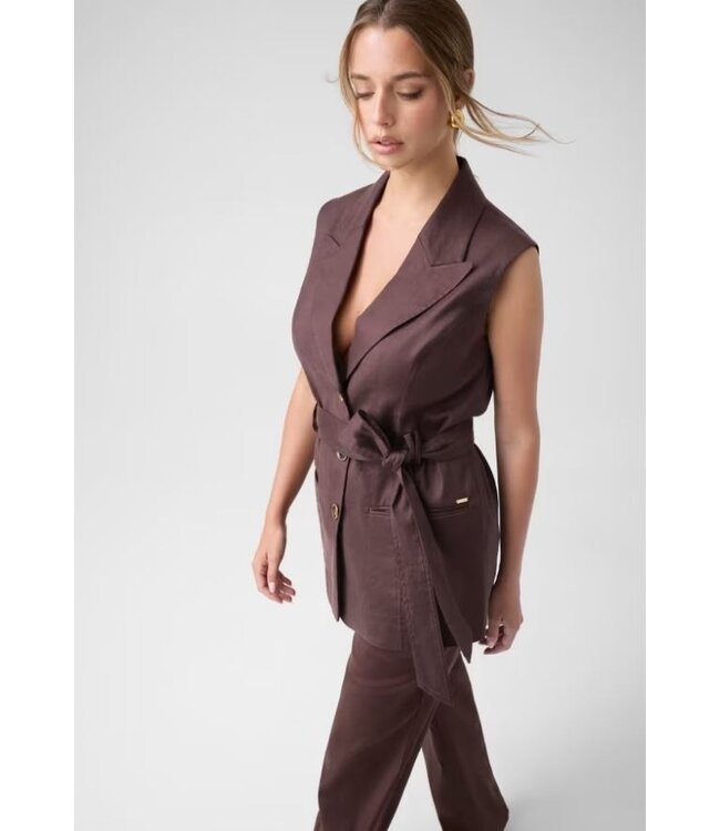 Guess Gilet Carla Linen Brown