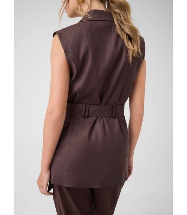 Guess Gilet Carla Linen Brown