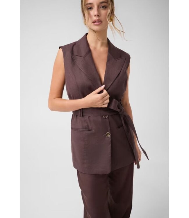 Guess Gilet Carla Linen Brown
