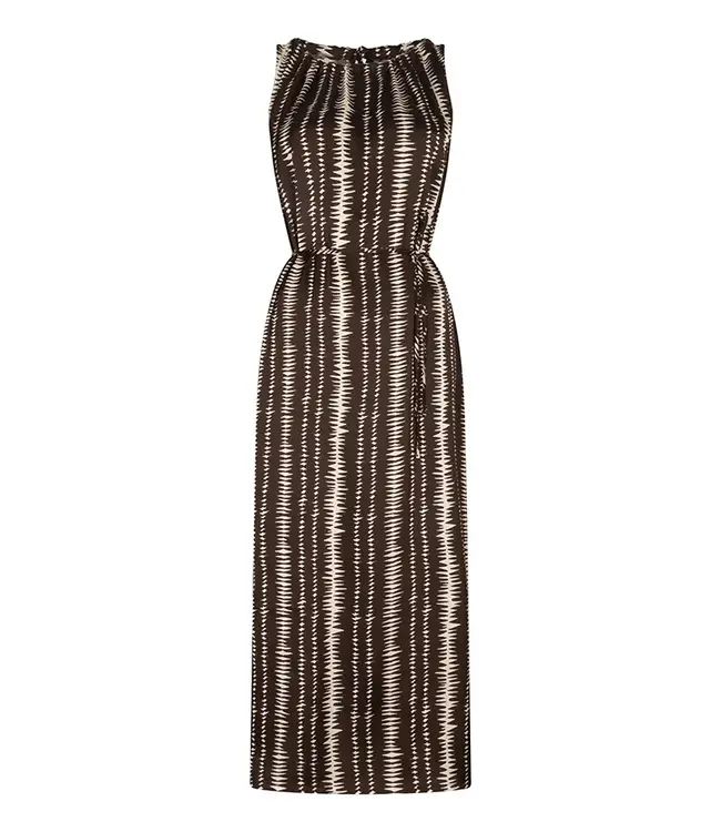 Lofty Manner Jurk Rox Brown Stripe Print