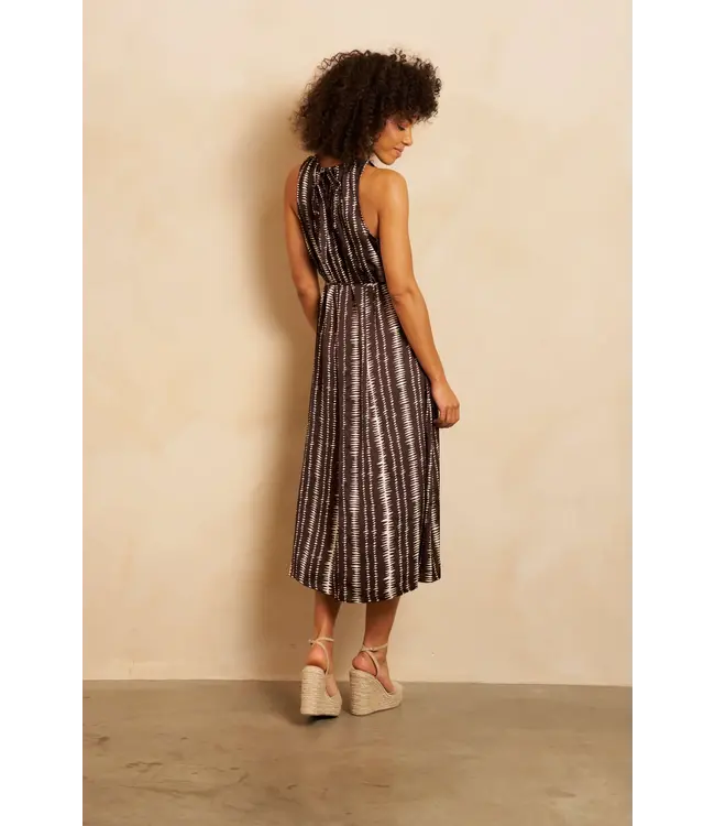 Lofty Manner Jurk Rox Brown Stripe Print