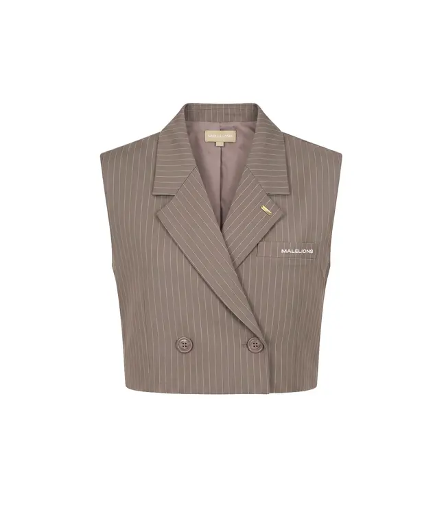 Malelions Cropped Pinstripe Gilet Sand