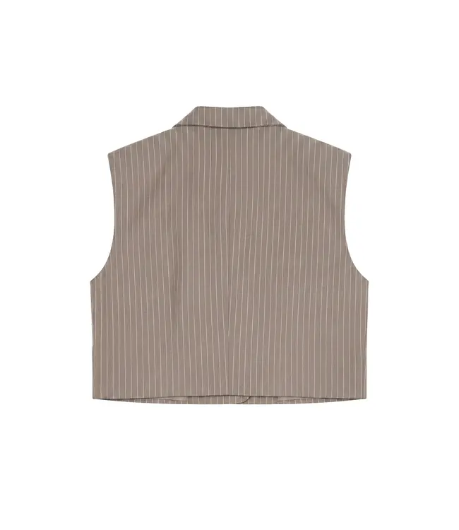 Malelions Cropped Pinstripe Gilet Sand