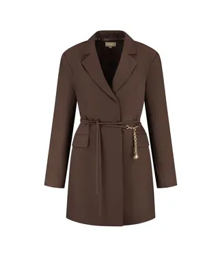 Malelions Malelions Blazer Dress Chain Emblem Dark Brown