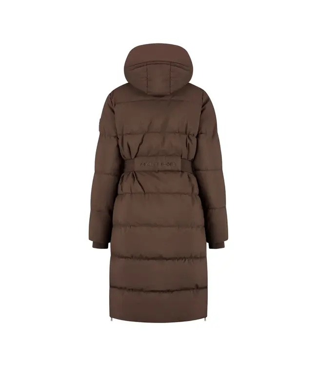 Malelions Jas Emblem Long Puffer Dark Brown