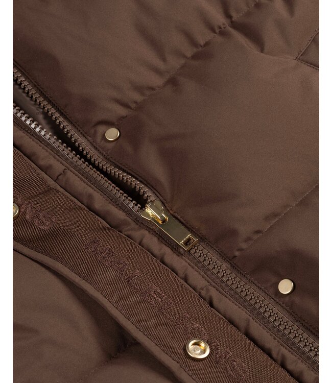 Malelions Jas Emblem Long Puffer Dark Brown