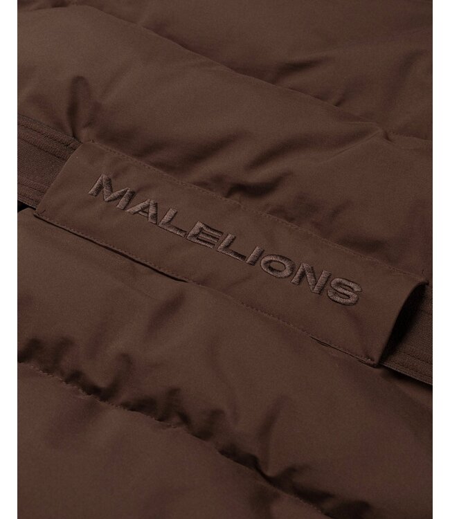 Malelions Jas Emblem Long Puffer Dark Brown