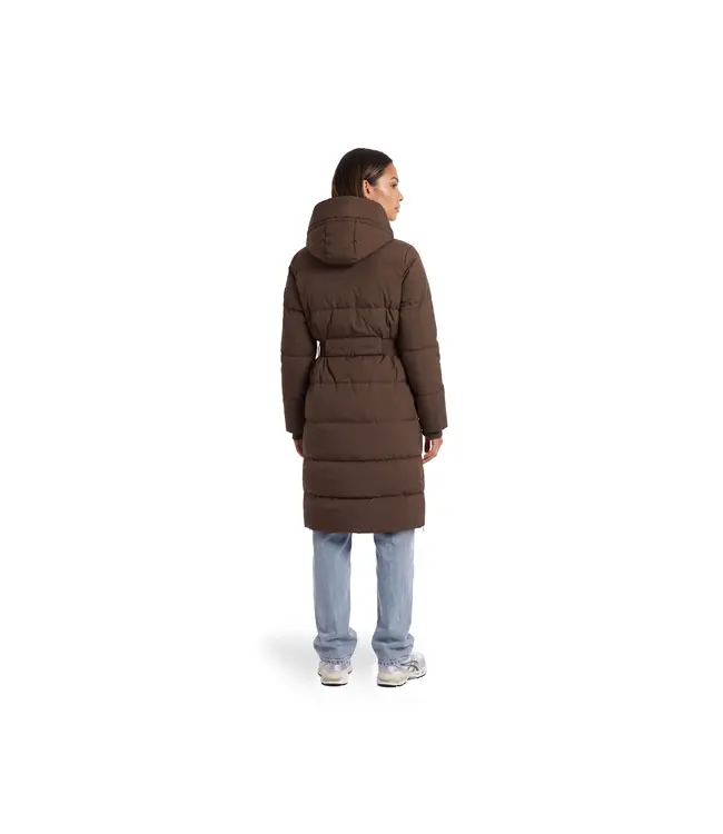 Malelions Jas Emblem Long Puffer Dark Brown