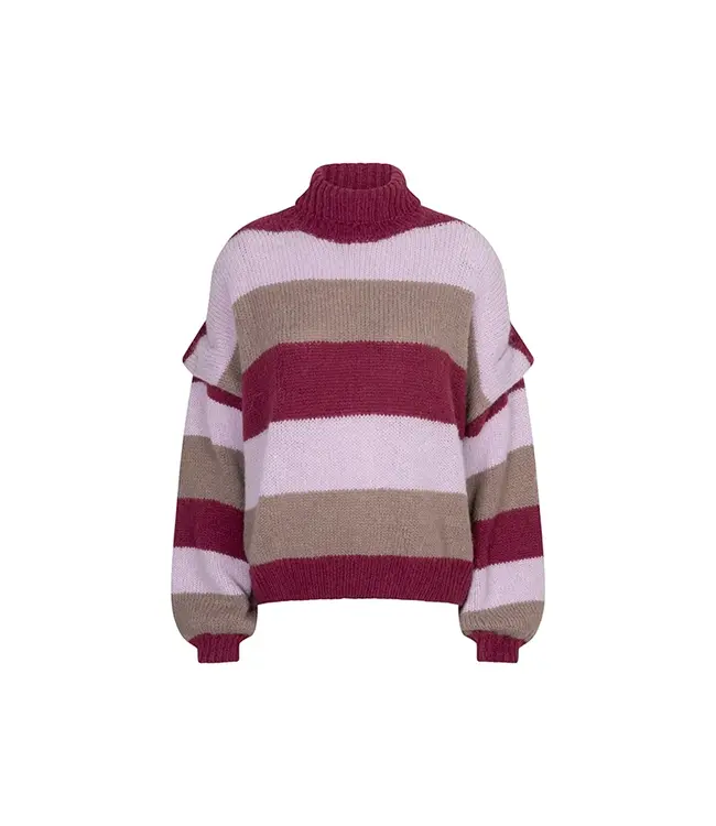 Lofty Manner Trui Jale Chunky Striped Taupe