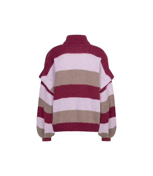 Lofty Manner Trui Jale Chunky Striped Taupe