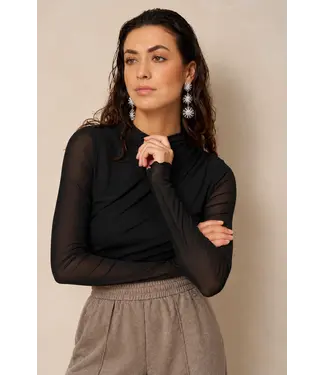 Lofty Manner Lofty Manner Top Jolien Draped Mesh Black