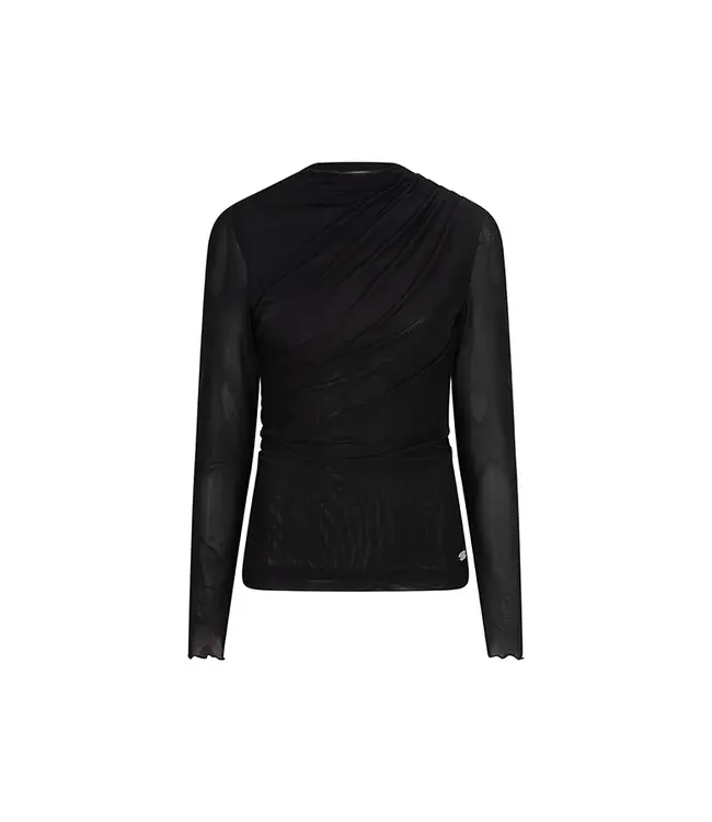 Lofty Manner Top Jolien Draped Mesh Black