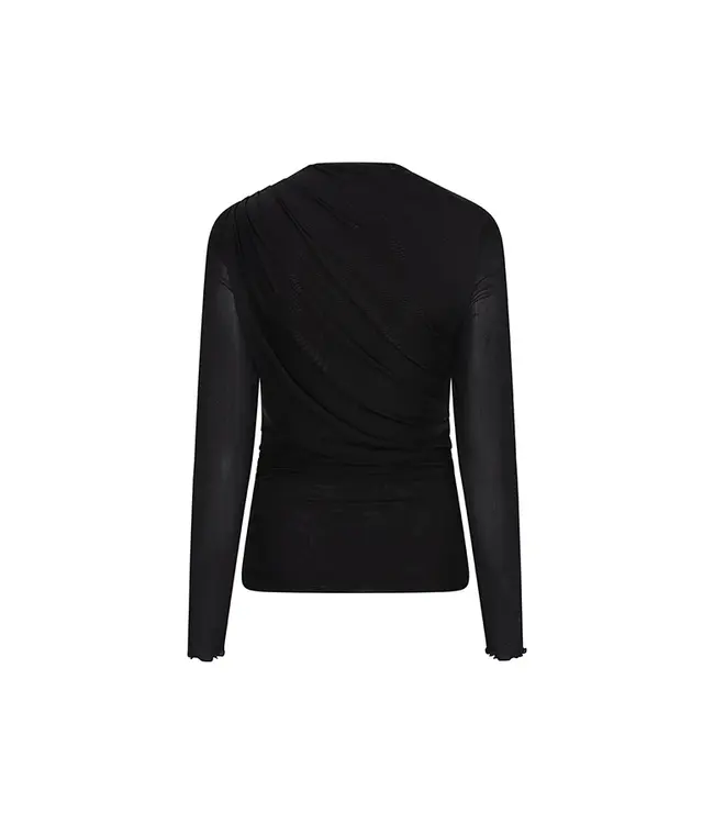 Lofty Manner Top Jolien Draped Mesh Black