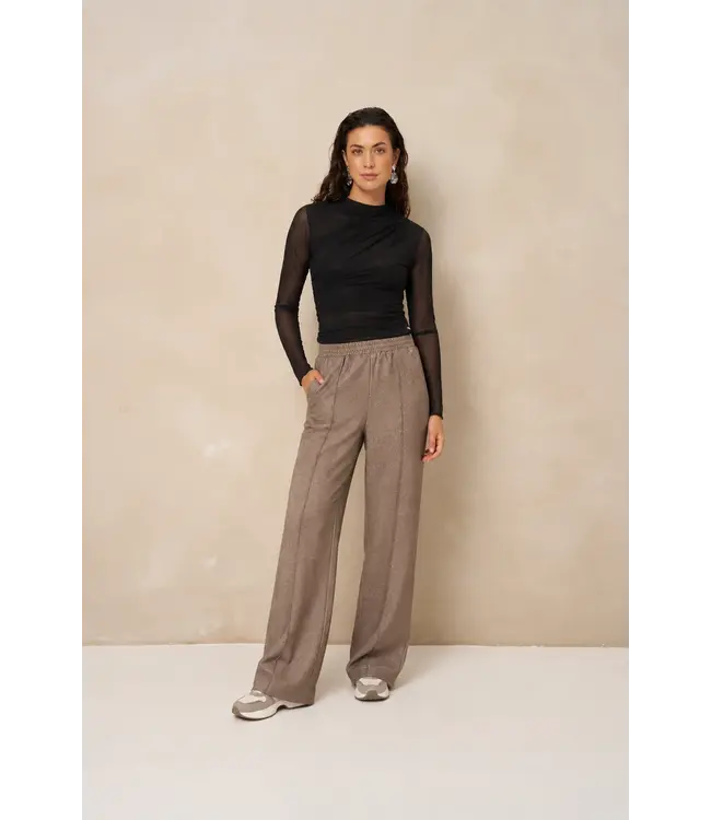 Lofty Manner Top Jolien Draped Mesh Black