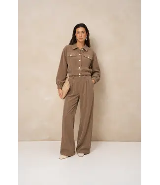 Lofty Manner Lofty Manner Broek Josy Pleated Curduroy Taupe