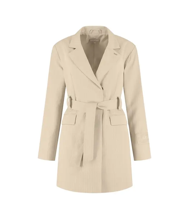 Malelions Jurk Pinstripe Blazer Dress Beige