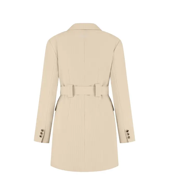 Malelions Jurk Pinstripe Blazer Dress Beige