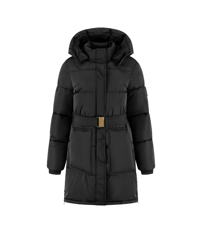 Malelions Jas Emblem Mid length Puffer Jacket Black