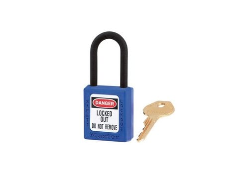Master Lock 3BLU Laminated Steel Lockout Tagout Safety Padlock with Key,Blue