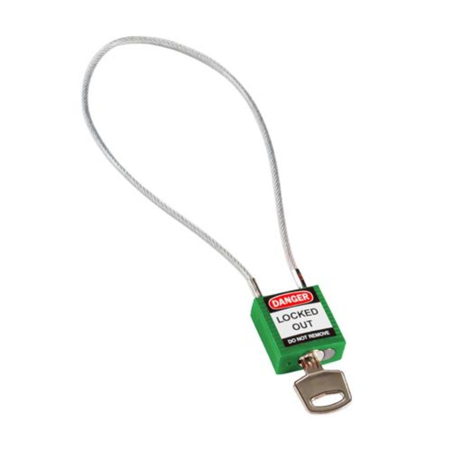 Nylon safety padlock green with cable 146123