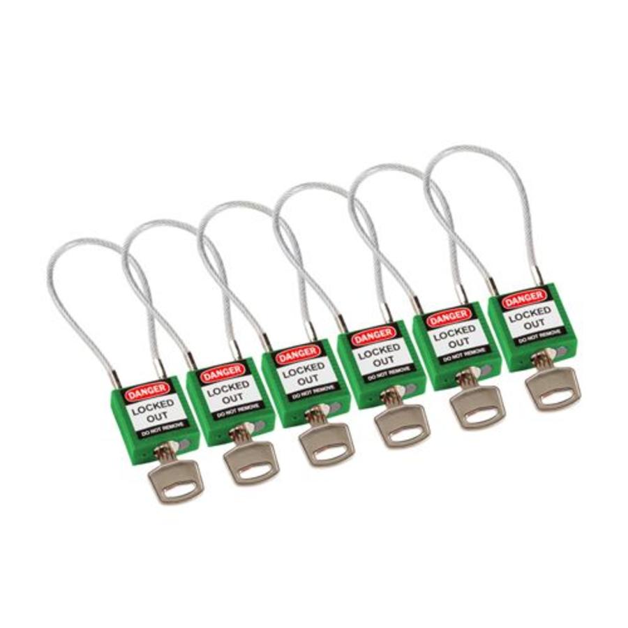 Nylon safety padlock green with cable 146123 - lockout-tagout-shop