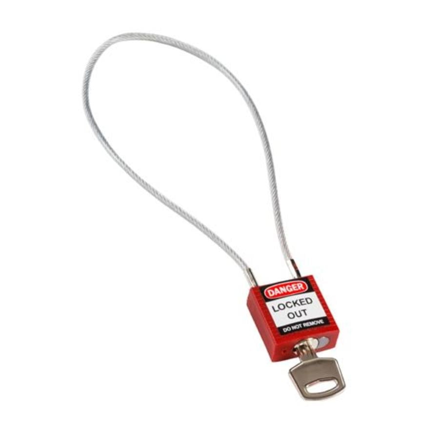 Nylon safety padlock red with cable 146120