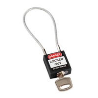 Nylon safety padlock black with cable 195934