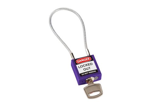 Nylon safety padlock purple with cable 195938 