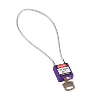 Nylon safety padlock purple with cable 195938