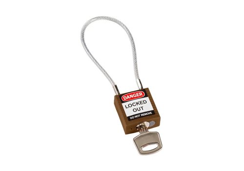 Nylon safety padlock brown with cable 195935 
