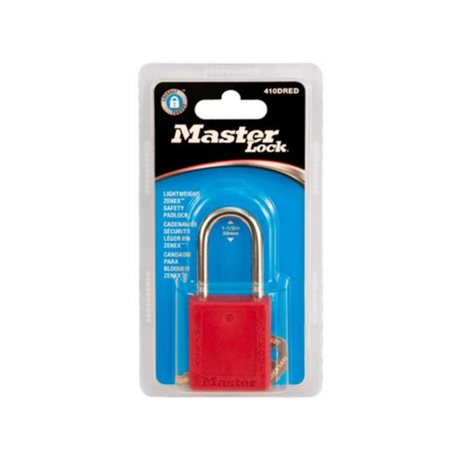 Master Lock 410RED Thermoplastisch veiligheidshangslot voor mechanische installatie, Rood, Beugel 3,8 x 2 cm Master Lock 410RED Thermoplastisch veiligheidshangslot voor mechanische installatie, Rood, Beugel 3,8 x 2 cm