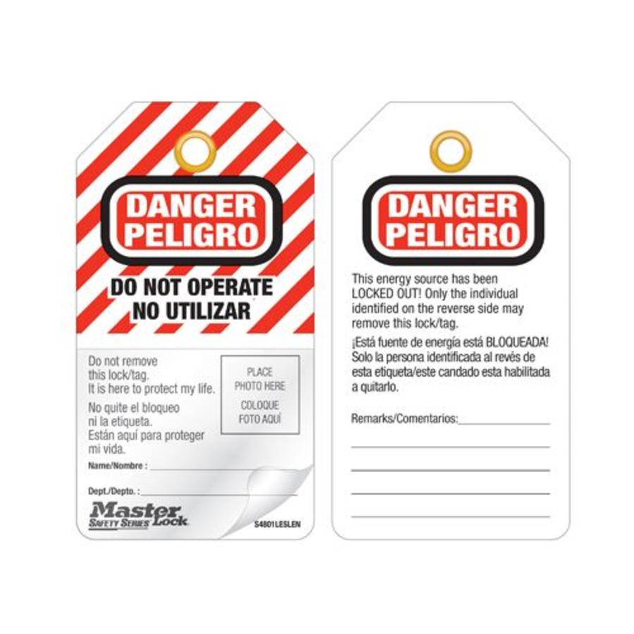 Laminated lock-out tags with photo-ID (12 psc) S4800