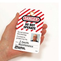 Laminated lock-out tags with photo-ID (12 psc) S4800