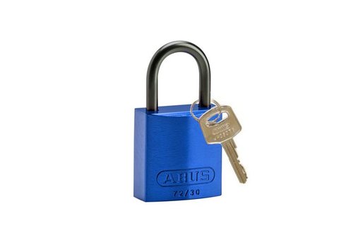 Anodized aluminium safety padlock blue 834856 
