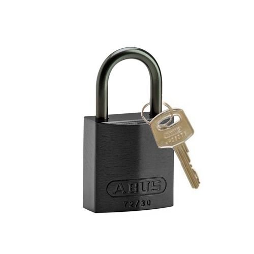 Anodized aluminium safety padlock black 834857 