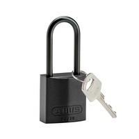 Anodized aluminium safety padlock black 834869