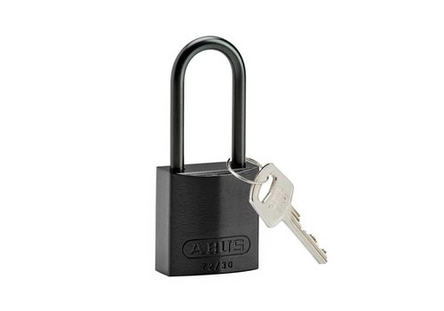 Anodized aluminium safety padlock black 834869 