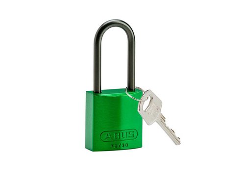 Anodized aluminium safety padlock green 834872 