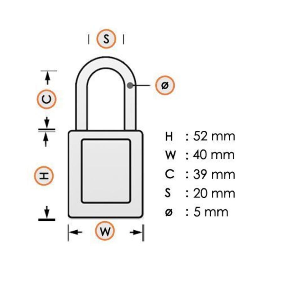 Aluminium veiligheidshangslot met gele cover 77567