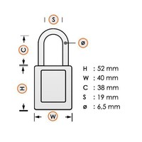 Aluminum safety padlock with blue cover 59109