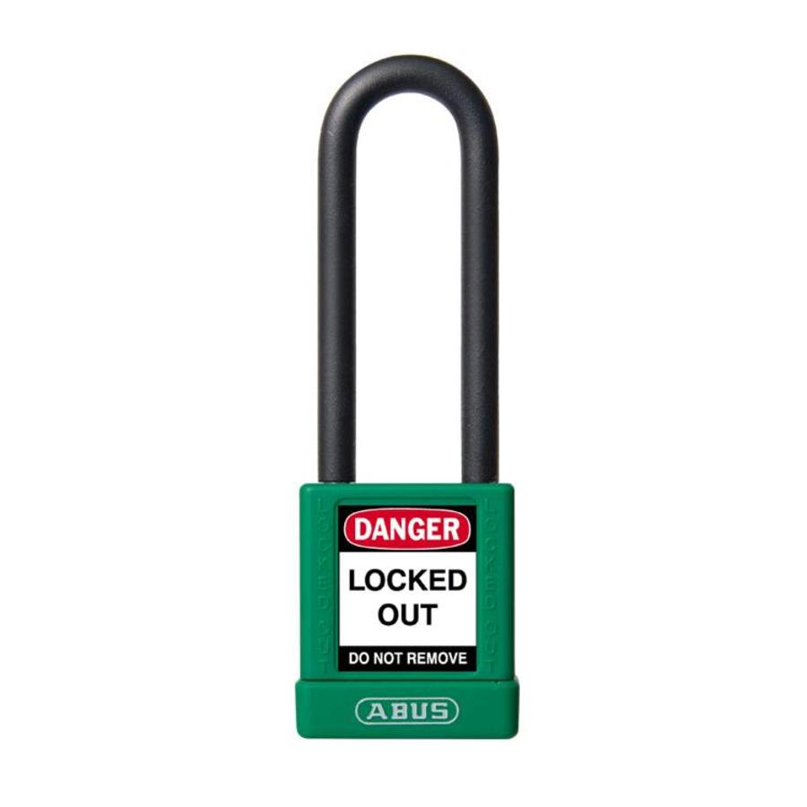 Aluminum safety padlock with green cover 58984