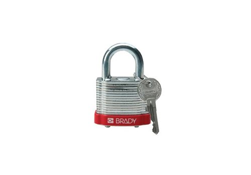 Laminated steel safety padlock red 814088 