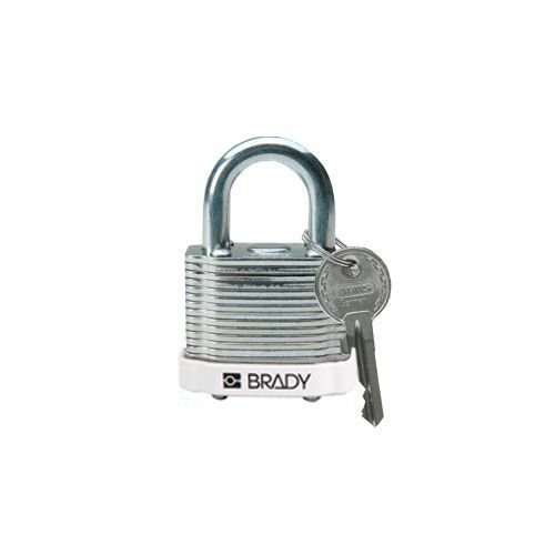 Laminated steel safety padlock white 814094 