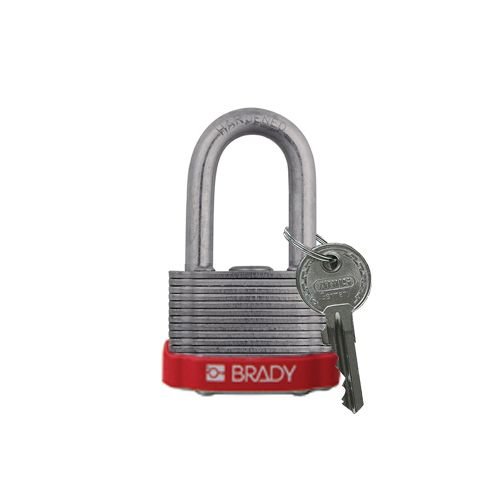 Laminated steel safety padlock red 814097 