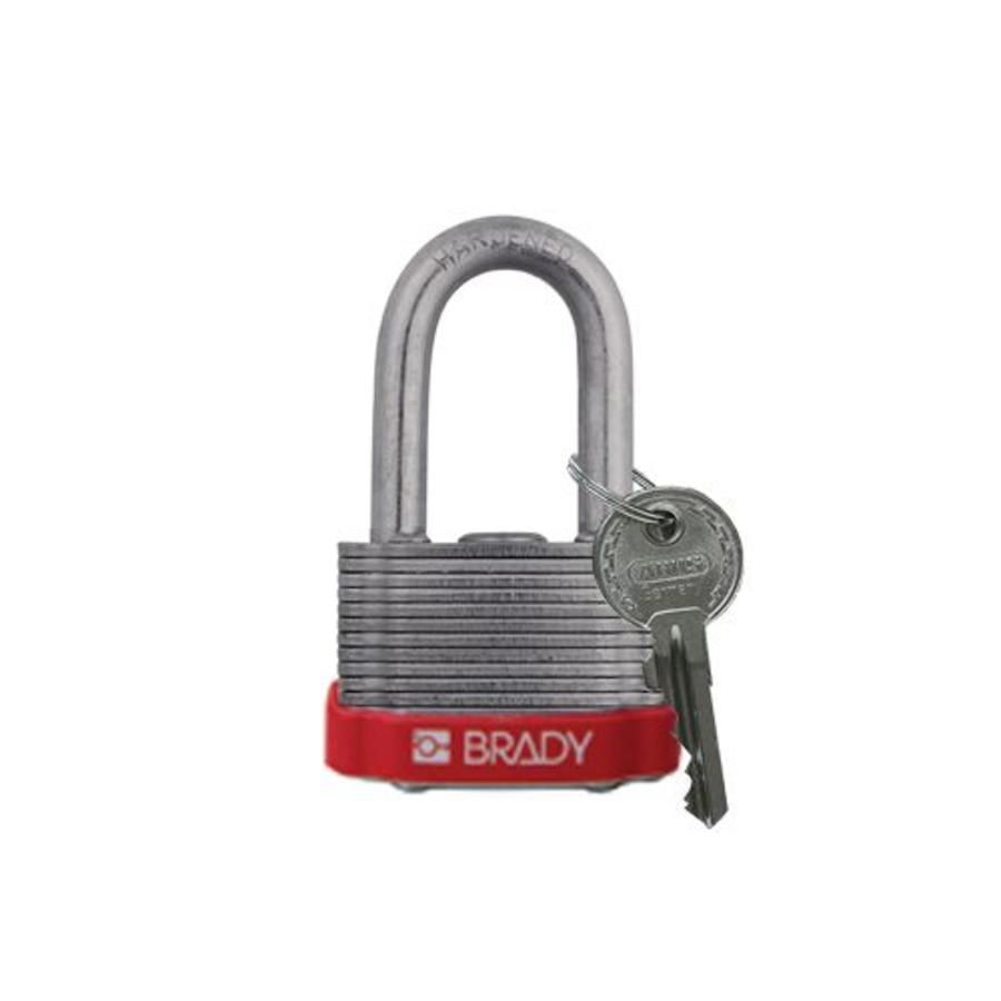 Laminated steel safety padlock red814097