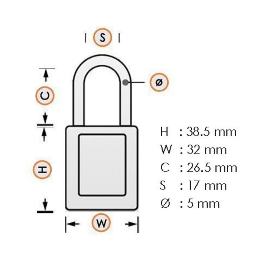 Anodized aluminium safety padlock grey 72IB/30 GRAU